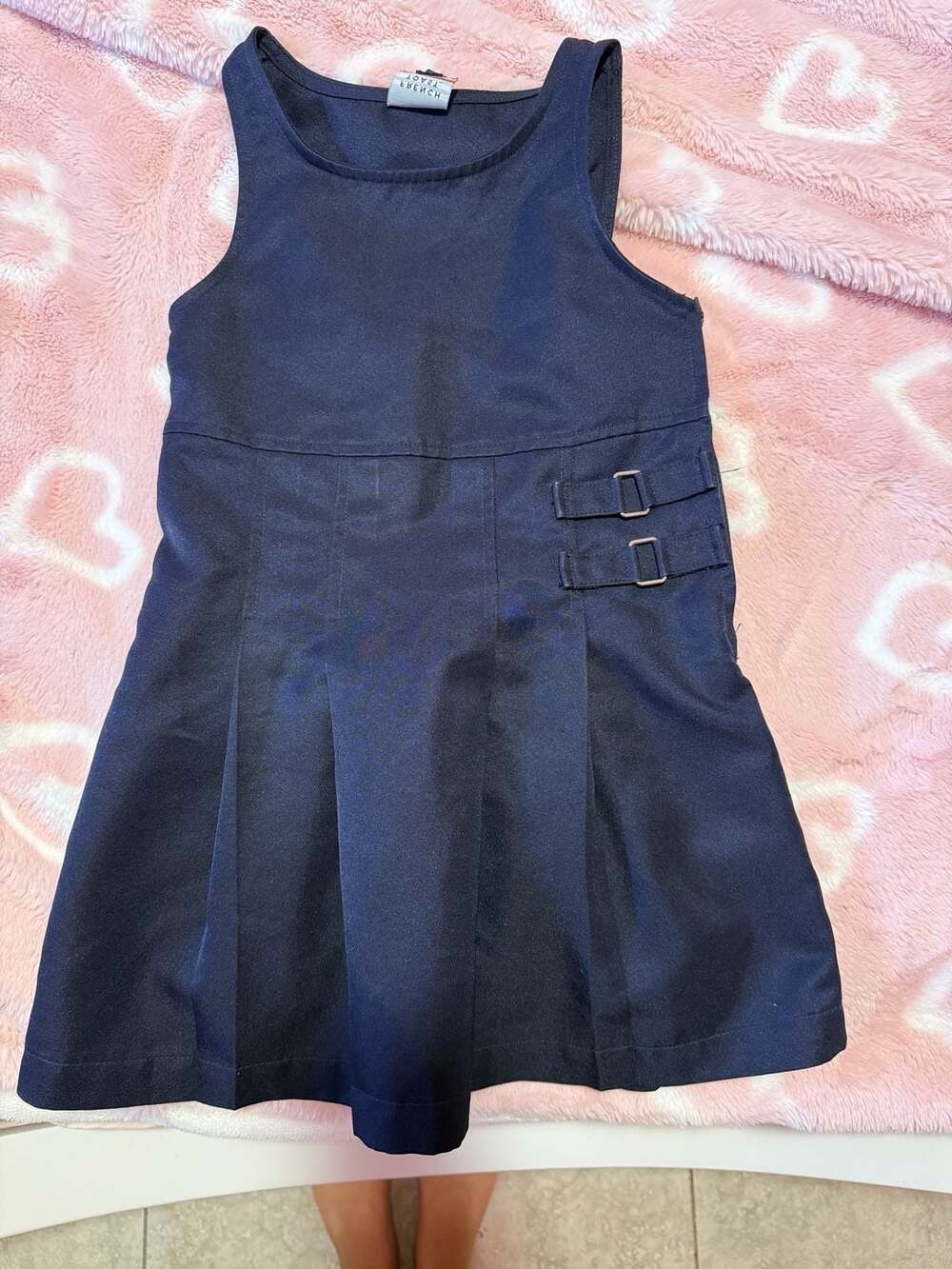 French Toast Girls' Double Buckle Pleated School Uniform Jumper Navy Size 6